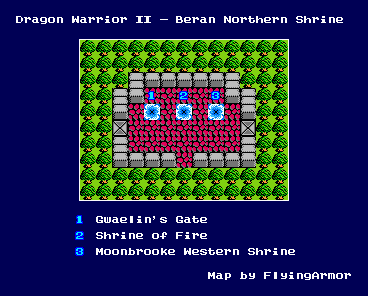 Thumbnail for a map of Beran Northern Shrine for the NES game Dragon Warrior: Part 2.