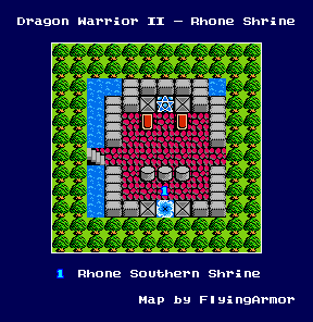 Thumbnail for a map of Rhone Shrine for the NES game Dragon Warrior: Part 2.