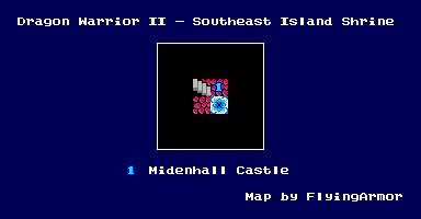 Thumbnail for a map of Southeast Island Shrine for the NES game Dragon Warrior: Part 2.