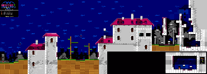 Thumbnail for a map of Etruria Town Boss Level for the NES game Gargoyle's Quest II: The Demon Darkness.
