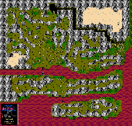 Thumbnail for a map of Ghoul Realm (Unmarked) for the NES game Gargoyle's Quest II: The Demon Darkness.