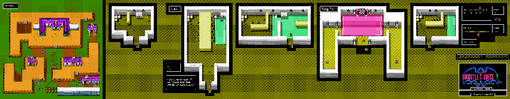 Thumbnail for a map of Gibea Town for the NES game Gargoyle's Quest II: The Demon Darkness.