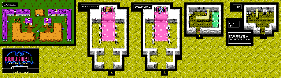 Thumbnail for a map of Loosekeep Town for the NES game Gargoyle's Quest II: The Demon Darkness.