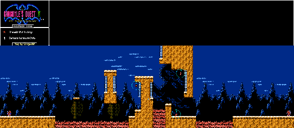 Thumbnail for a map of River Of Flames Bridge 3 for the NES game Gargoyle's Quest II: The Demon Darkness.