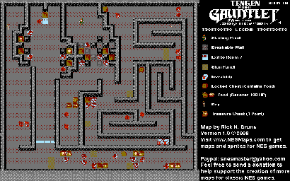 Thumbnail for a map of Level 006 for the NES game Gauntlet.