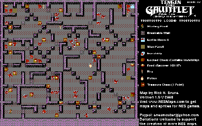 Thumbnail for a map of Level 007 for the NES game Gauntlet.