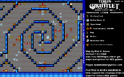 Thumbnail for a map of Level 009 for the NES game Gauntlet.