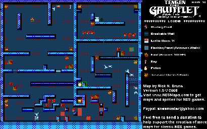 Thumbnail for a map of Level 010 for the NES game Gauntlet.