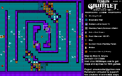 Thumbnail for a map of Level 012 for the NES game Gauntlet.
