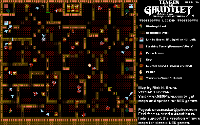 Thumbnail for a map of Level 015 for the NES game Gauntlet.