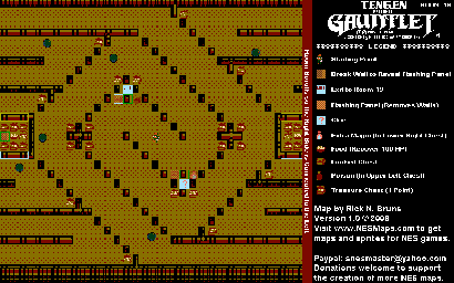 Thumbnail for a map of Level 016 for the NES game Gauntlet.