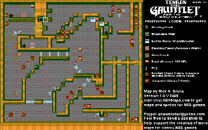 Thumbnail for a map of Level 017 for the NES game Gauntlet.