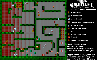 Thumbnail for a map of Level 020 for the NES game Gauntlet.