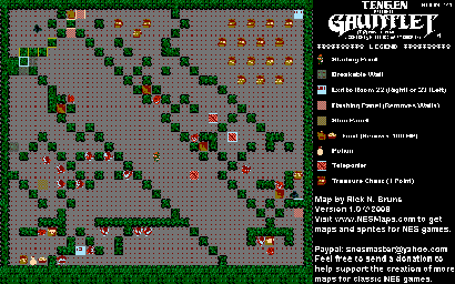 Thumbnail for a map of Level 021 for the NES game Gauntlet.