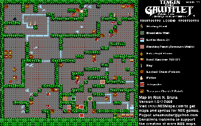 Thumbnail for a map of Level 022 for the NES game Gauntlet.