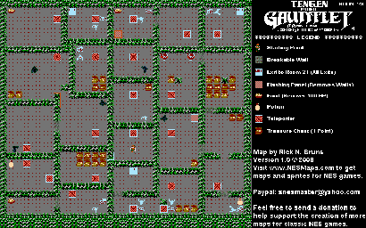 Thumbnail for a map of Level 023 for the NES game Gauntlet.