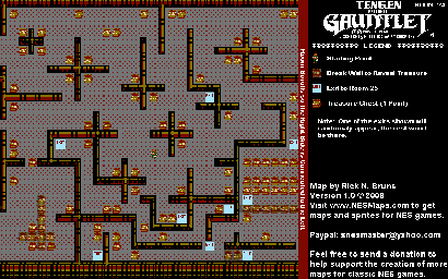 Thumbnail for a map of Level 024 for the NES game Gauntlet.