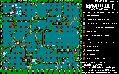 Thumbnail for a map of Level 025 for the NES game Gauntlet.
