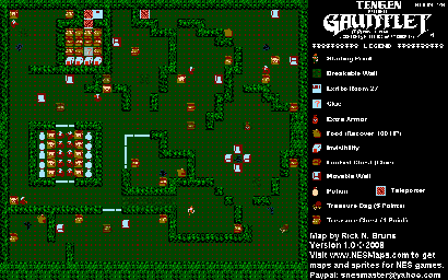 Thumbnail for a map of Level 026 for the NES game Gauntlet.