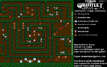 Thumbnail for a map of Level 027 for the NES game Gauntlet.