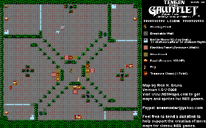 Thumbnail for a map of Level 030 for the NES game Gauntlet.
