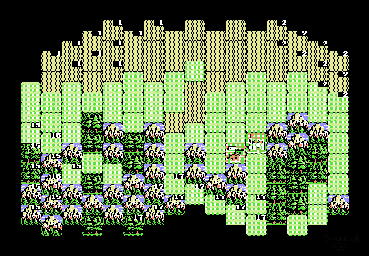 Thumbnail for a map of World Conquest Country 16: Xi-Xia (Tangut Empire, Minyak, NW China) for the NES game Genghis Khan.