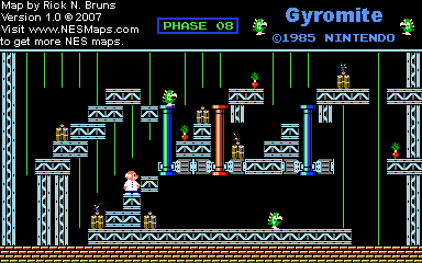 Thumbnail for a map of Game A Phase 08 for the NES game Gyromite.