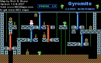 Thumbnail for a map of Game A Phase 13 for the NES game Gyromite.