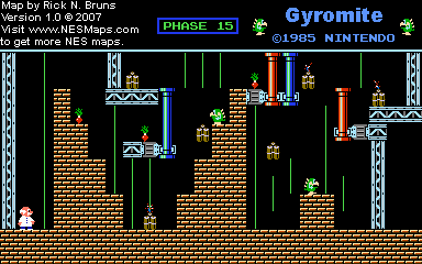 Thumbnail for a map of Game A Phase 15 for the NES game Gyromite.