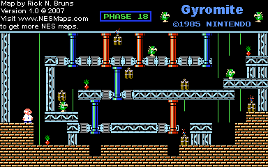 Thumbnail for a map of Game A Phase 18 for the NES game Gyromite.