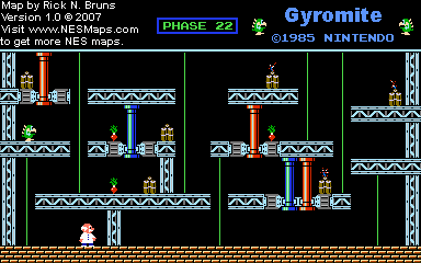 Thumbnail for a map of Game A Phase 22 for the NES game Gyromite.