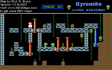 Thumbnail for a map of Game A Phase 25 for the NES game Gyromite.