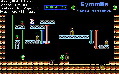 Thumbnail for a map of Game A Phase 30 for the NES game Gyromite.