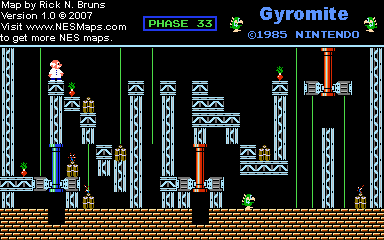 Thumbnail for a map of Game A Phase 33 for the NES game Gyromite.