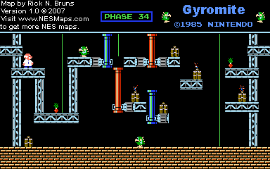 Thumbnail for a map of Game A Phase 34 for the NES game Gyromite.