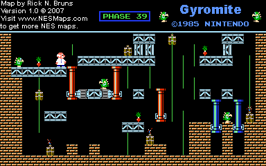 Thumbnail for a map of Game A Phase 39 for the NES game Gyromite.