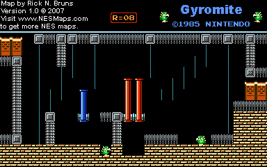Thumbnail for a map of Game B R=08 for the NES game Gyromite.