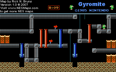 Thumbnail for a map of Game B R=09 for the NES game Gyromite.