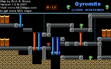 Thumbnail for a map of Game B R=13 for the NES game Gyromite.