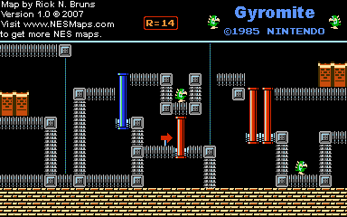 Thumbnail for a map of Game B R=14 for the NES game Gyromite.