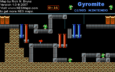 Thumbnail for a map of Game B R=16 for the NES game Gyromite.