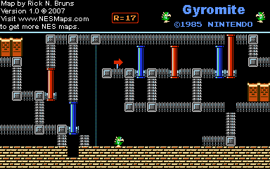 Thumbnail for a map of Game B R=17 for the NES game Gyromite.