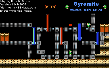 Thumbnail for a map of Game B R=18 for the NES game Gyromite.