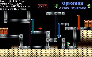 Thumbnail for a map of Game B R=20 for the NES game Gyromite.