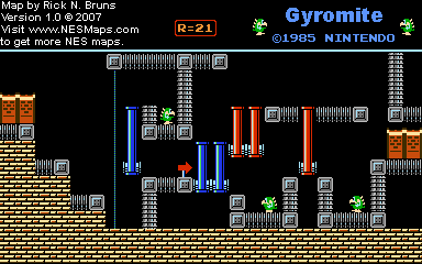 Thumbnail for a map of Game B R=21 for the NES game Gyromite.