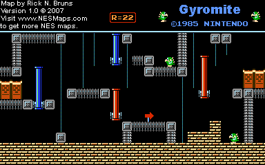 Thumbnail for a map of Game B R=22 for the NES game Gyromite.