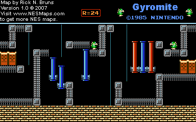 Thumbnail for a map of Game B R=24 for the NES game Gyromite.