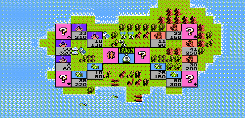Thumbnail for a map of Street 1 for the NES game Itadaki Street: Watashi no Oten ni Yottette.