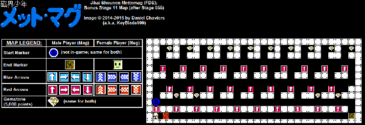 Thumbnail for a map of Bonus Stage 11 for the NES game Jikai Shounen Mettomag.