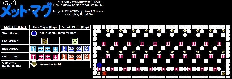 Thumbnail for a map of Bonus Stage 12 for the NES game Jikai Shounen Mettomag.